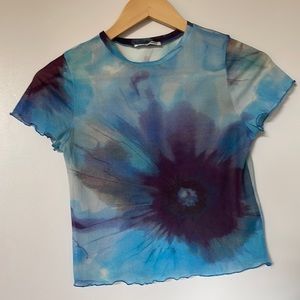 Reformation Tie-Dye Print Crewneck Crop Top